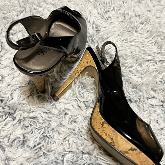 Women's Patent Leather Platform High Heel Slingback Sexy Peep Toe Stiletto - Picture 4 of 4